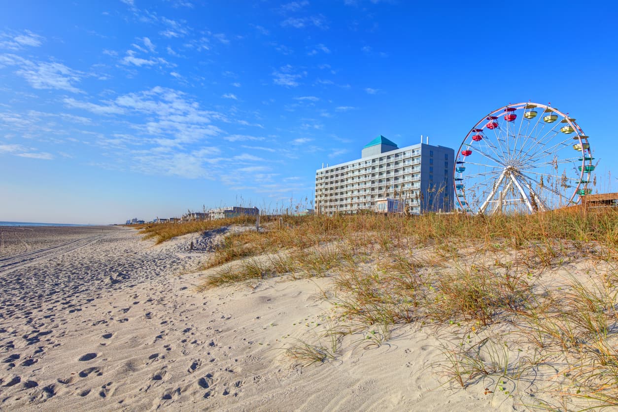 Carolina Beach boardwalk with ferris wheel