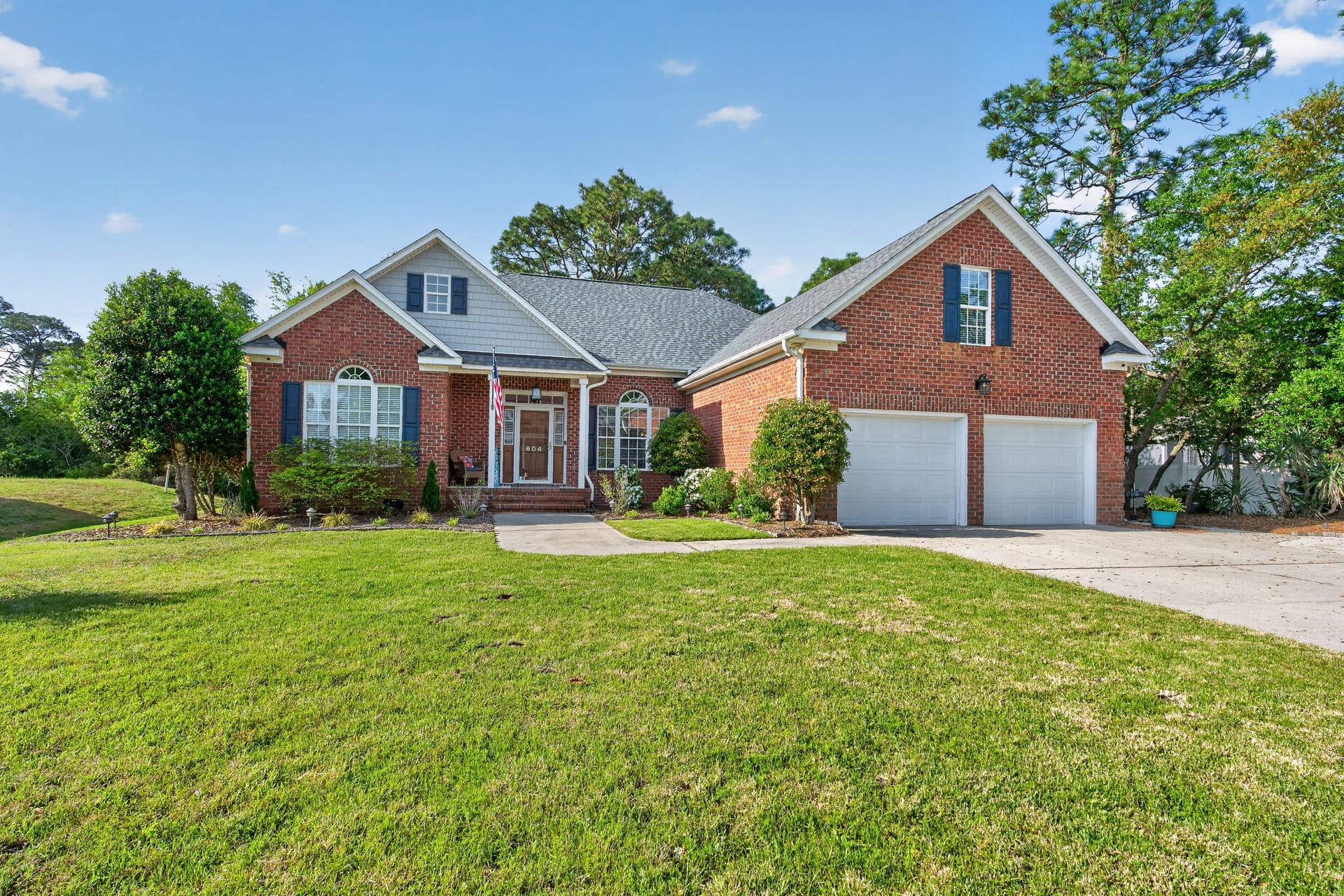 Front exterior showing oversized garage