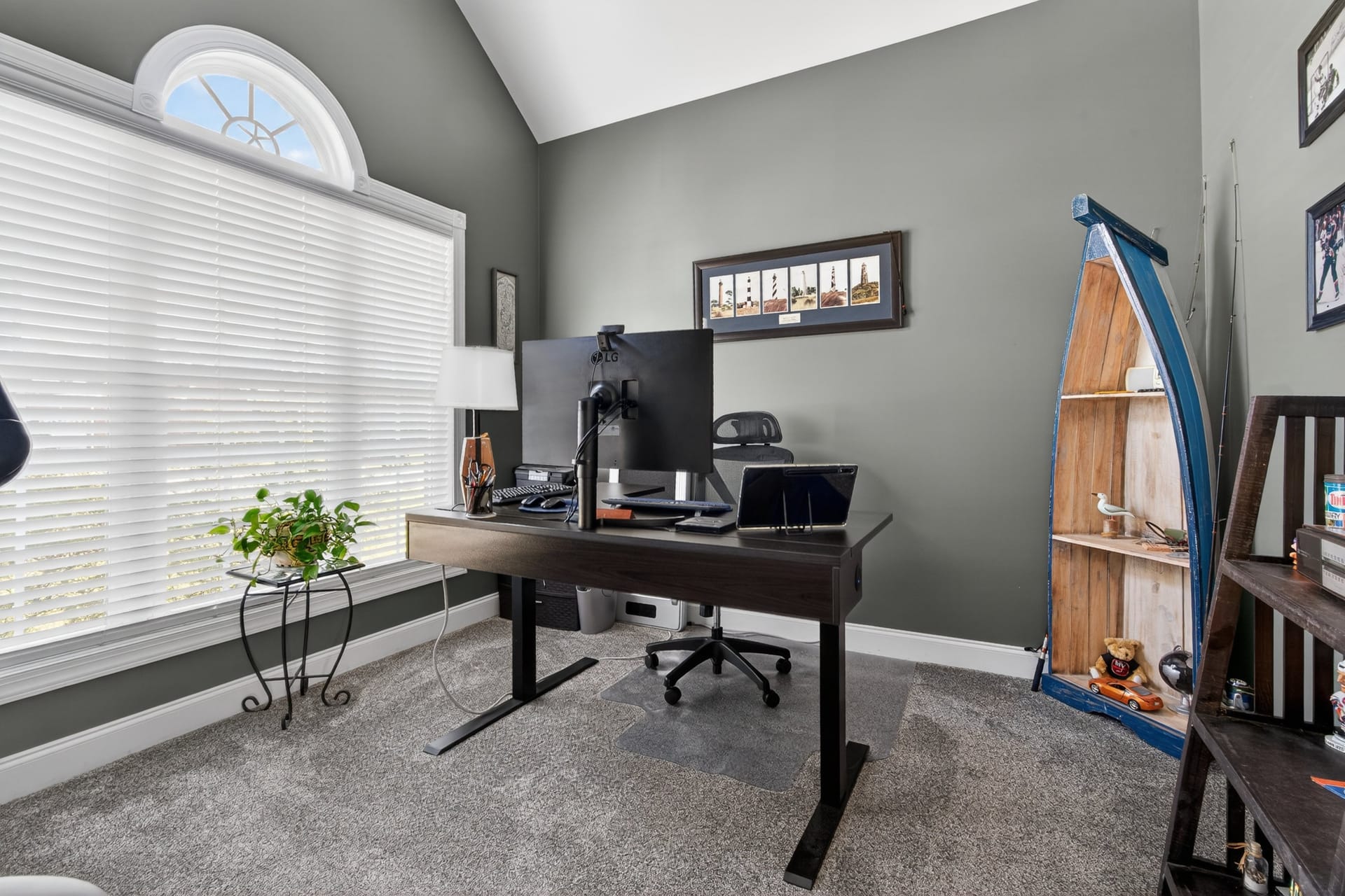 Home office with coastal decor