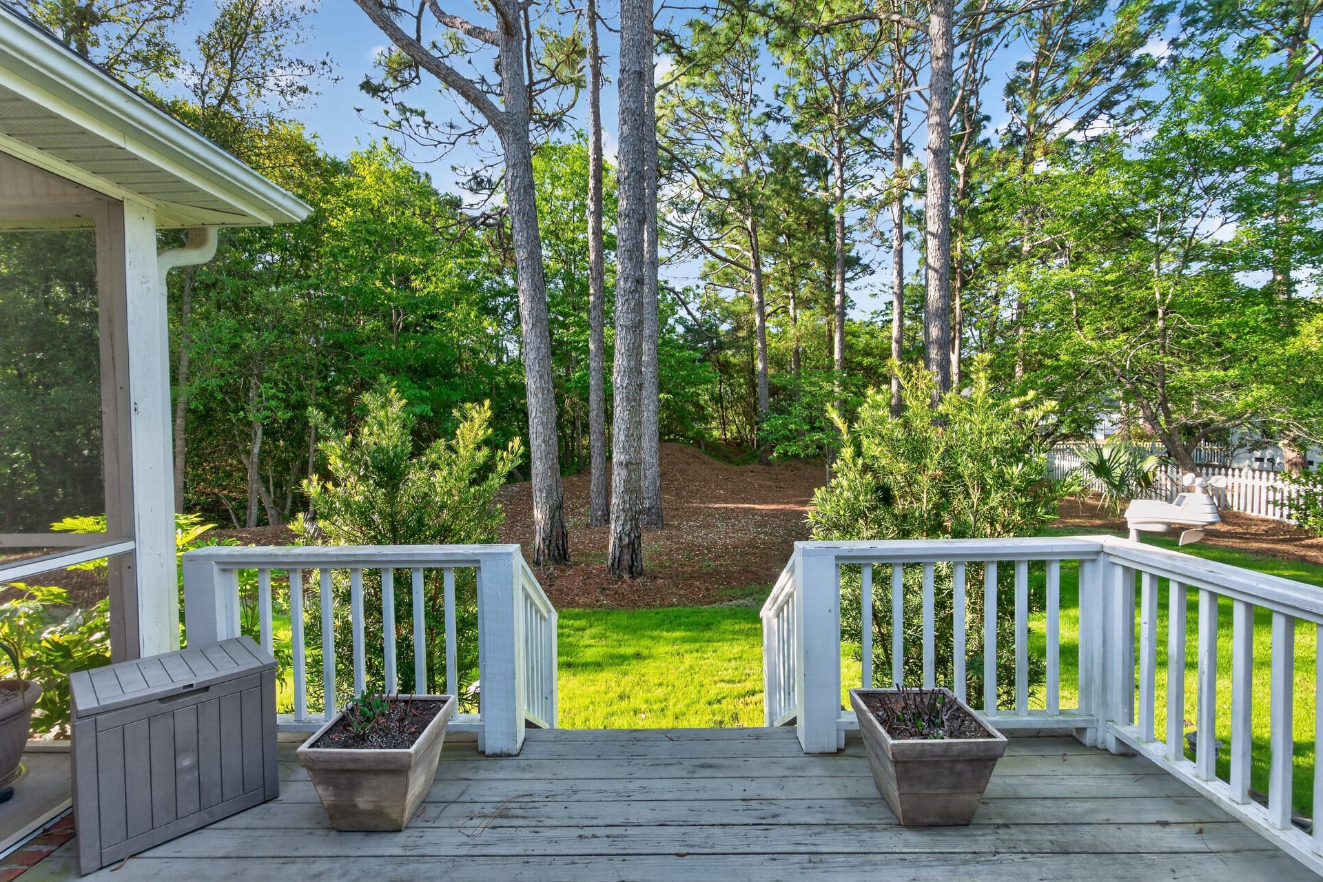 Deck stairs to backyard